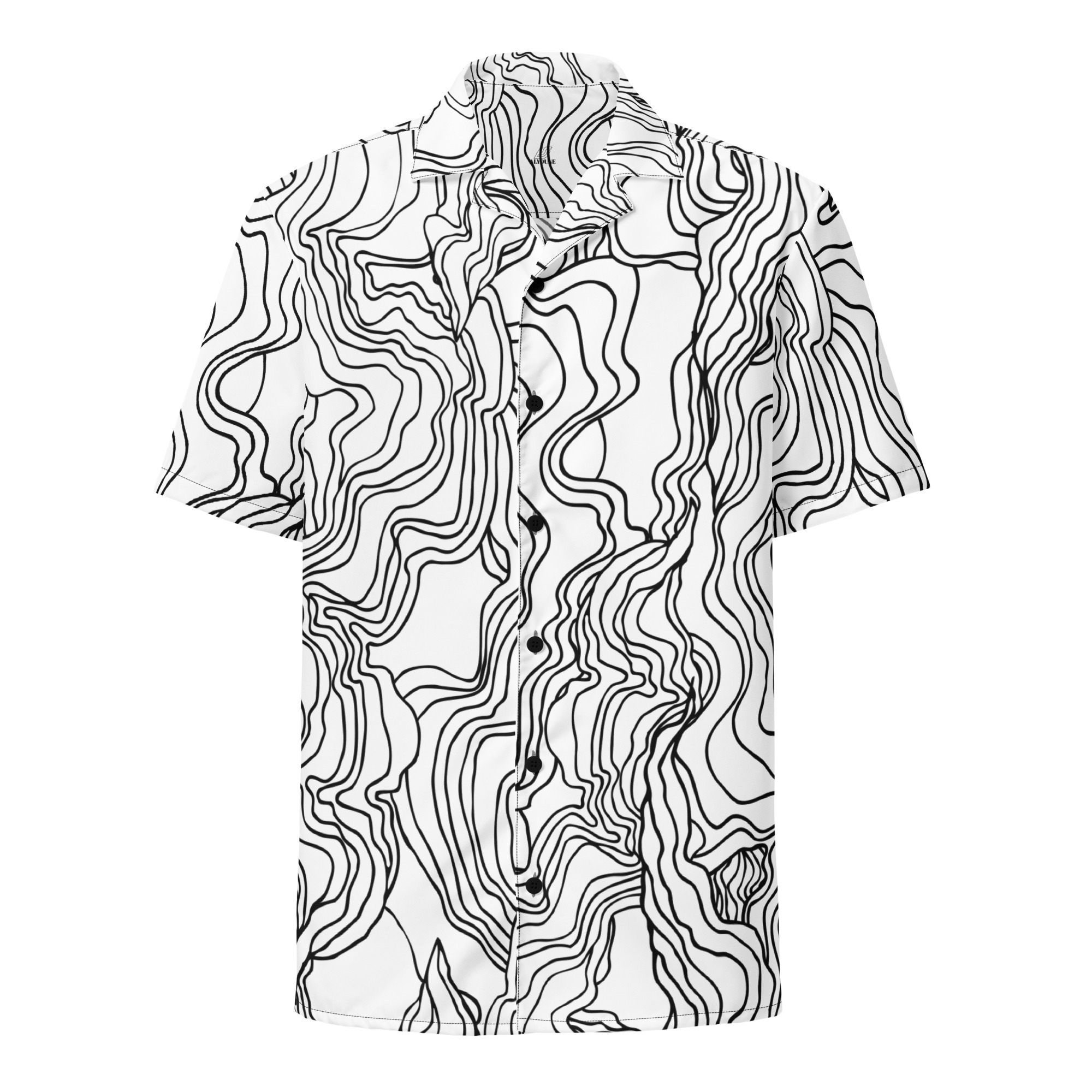 Abstract Line Art Button T-Shirt