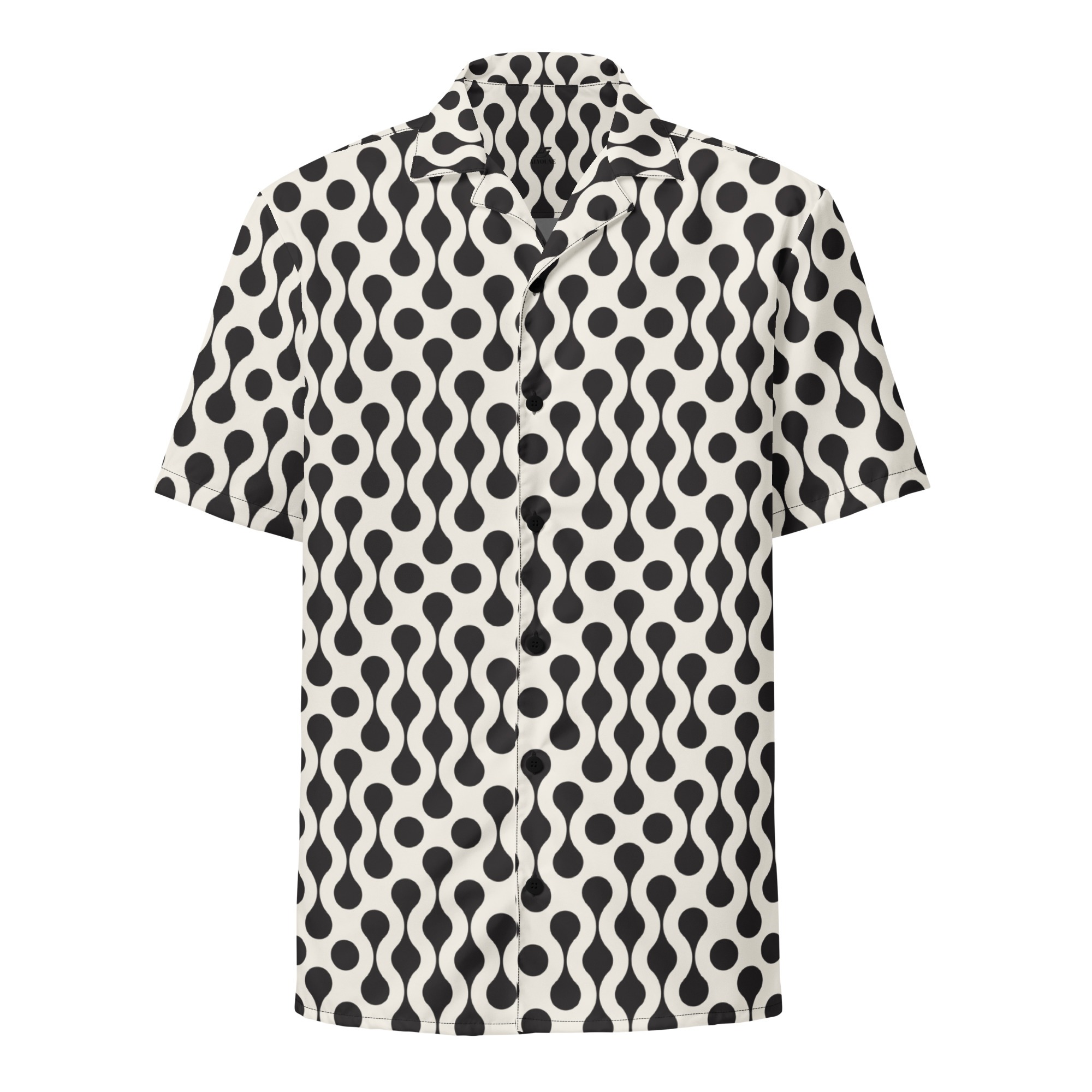 Bold Black Retro Line Art Button T-Shirt