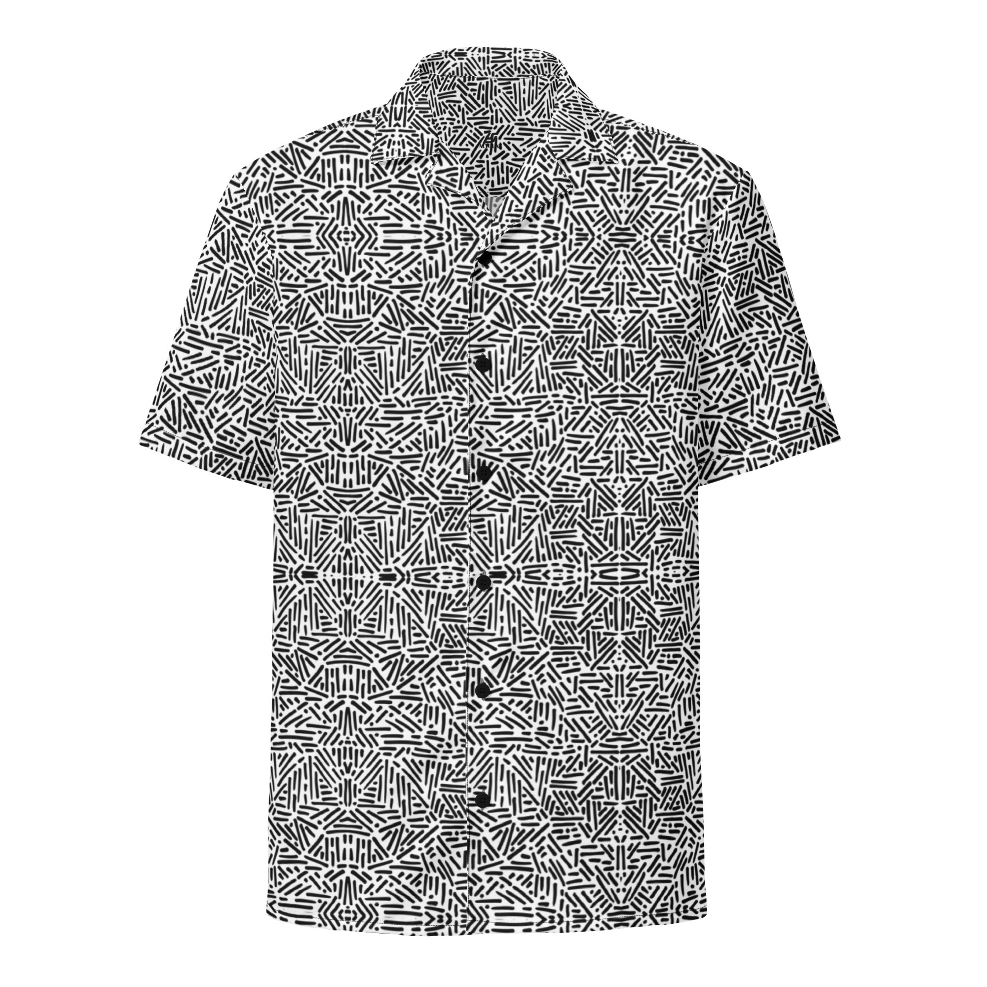 Artistic Black and White Line Button T-Shirt