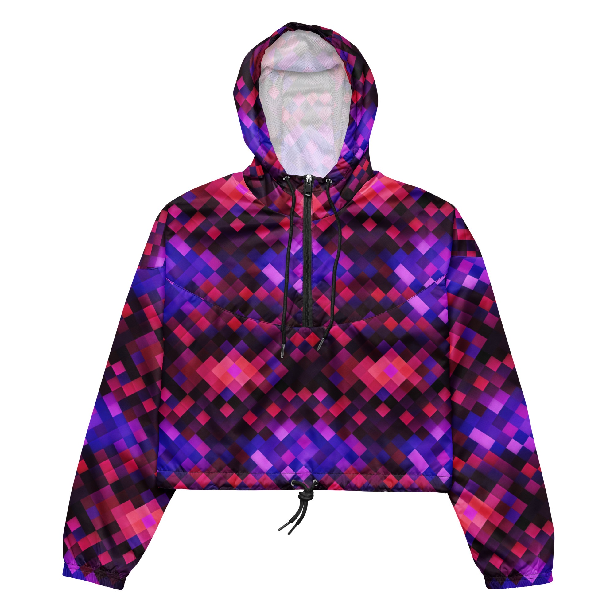 Vibrant Geometric Cropped Windbreaker