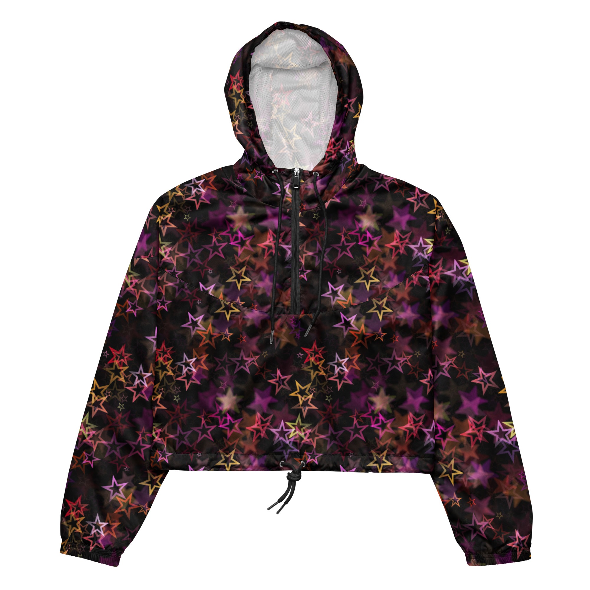 Colorful Neon Star Cropped Windbreaker
