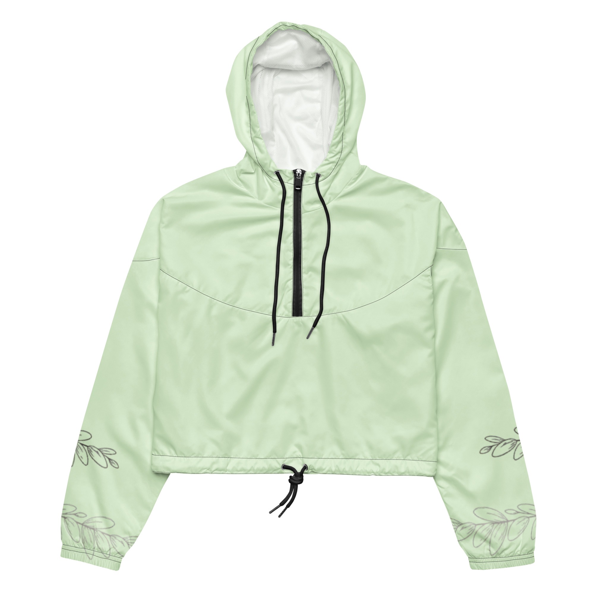 Light Green Leaf Cropped Windbreaker