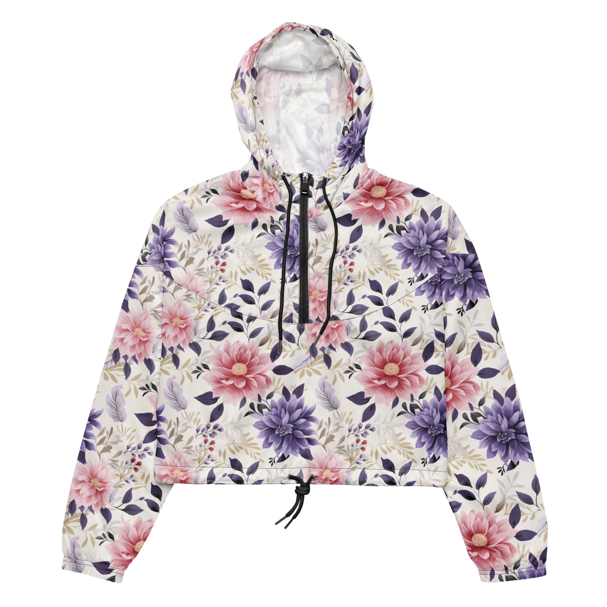 Beautiful Nature-inspired Floral Cropped Windbreaker