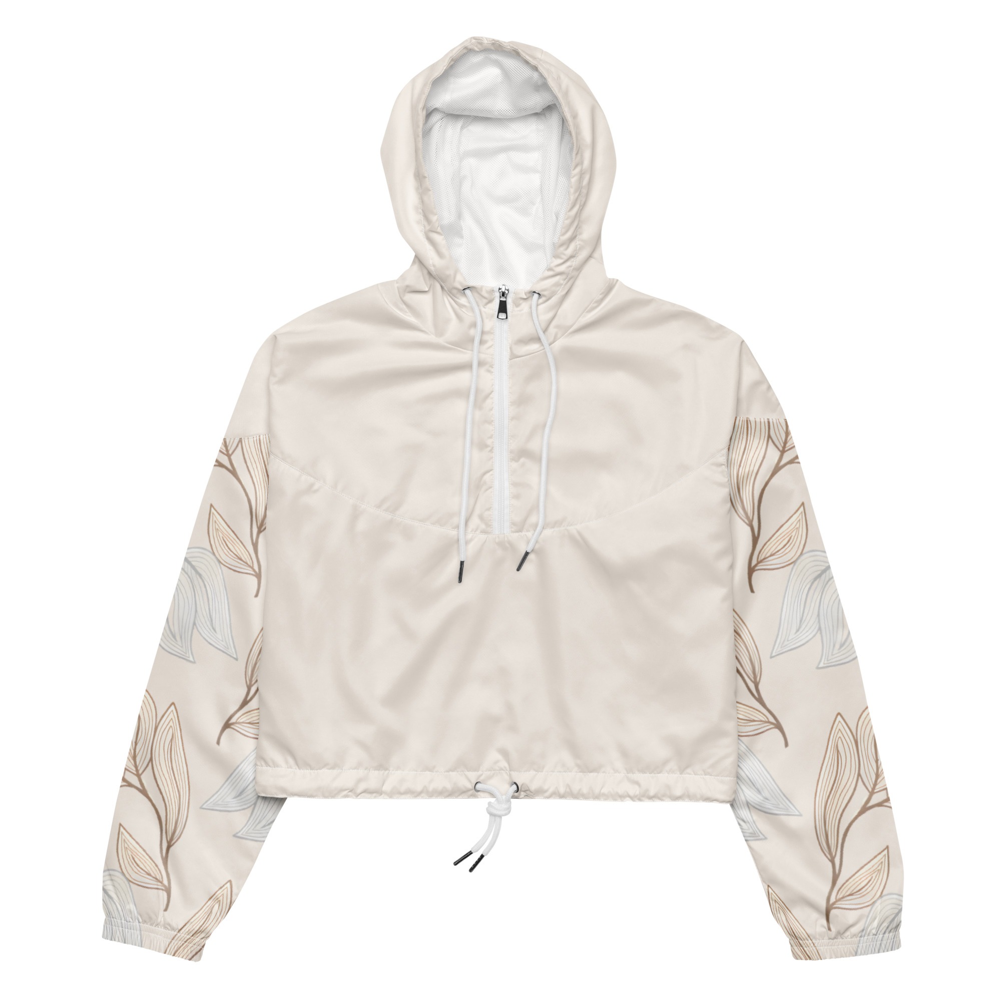 Stylish Leaf Cropped Windbreaker