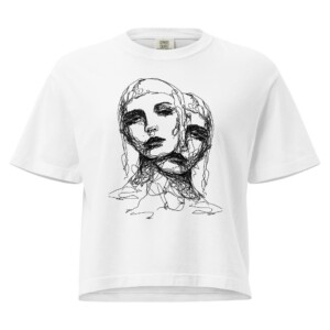 Two Faces Illustration Crop Top