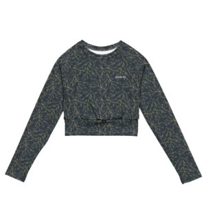 Stylish Gold Leaf and Branch long-sleeve crop top