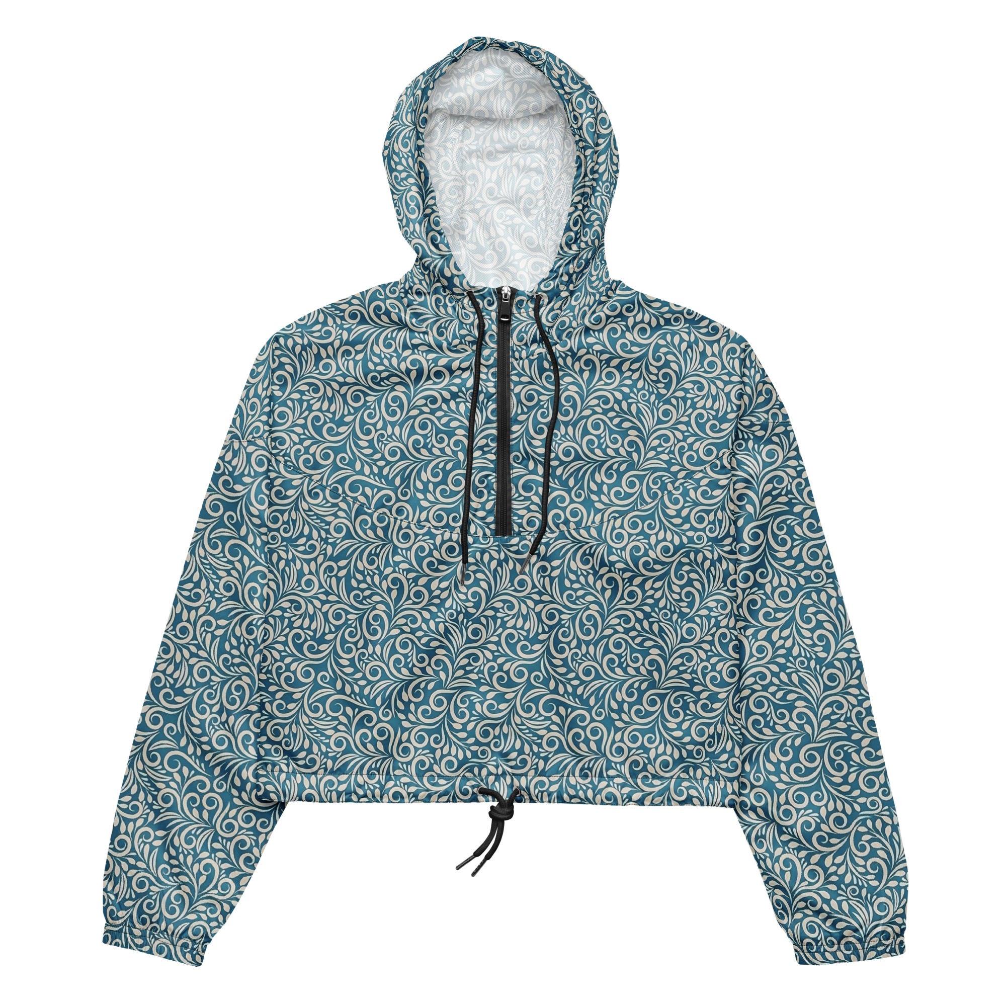 Ornamental Floral Cropped Windbreaker
