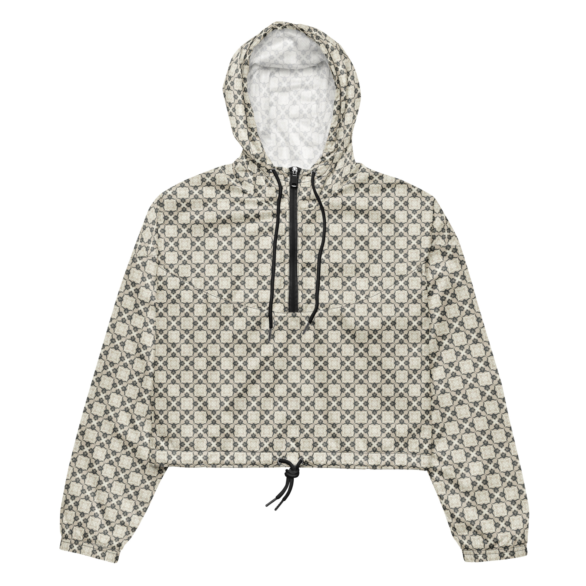 Elegant Floral Pattern Cropped Windbreaker
