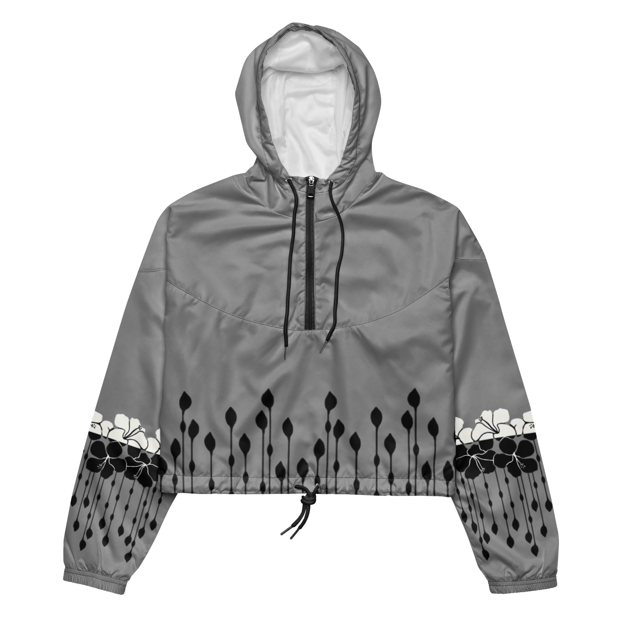 Floral Beaded Cropped Windbreaker